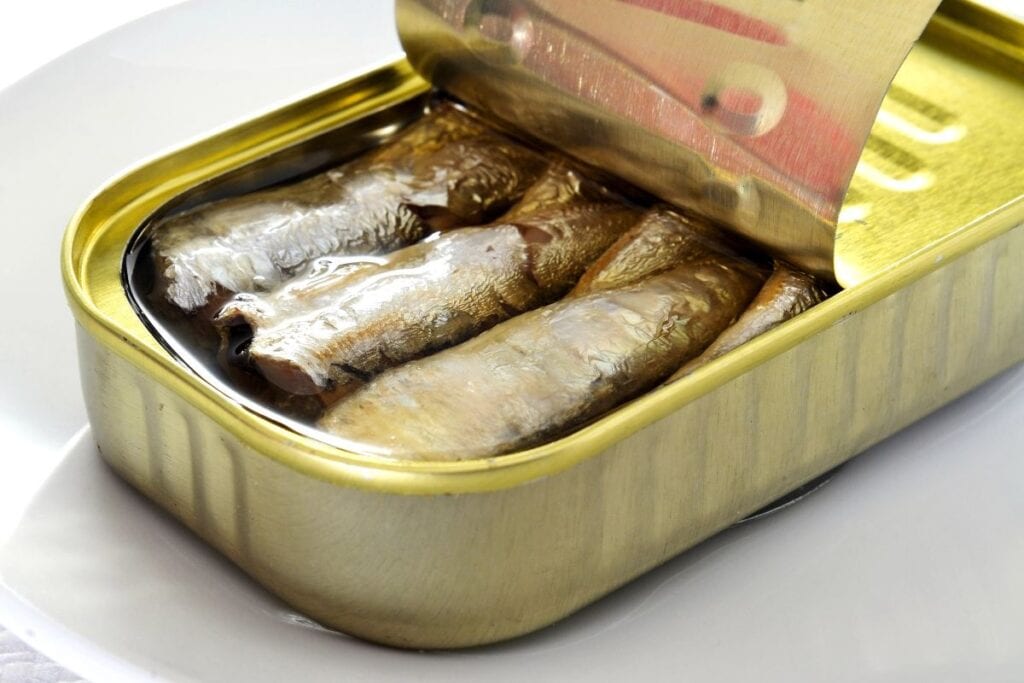 Canned sardines.