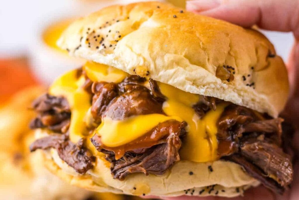 Burger close up shot.