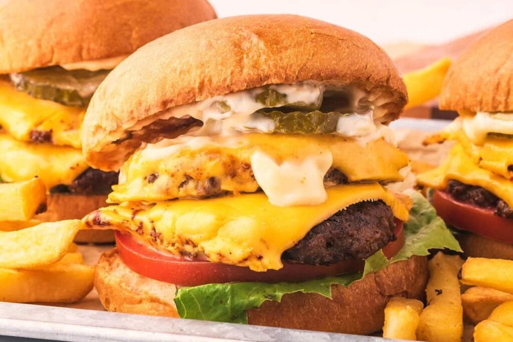 Smash burgers on a plate.