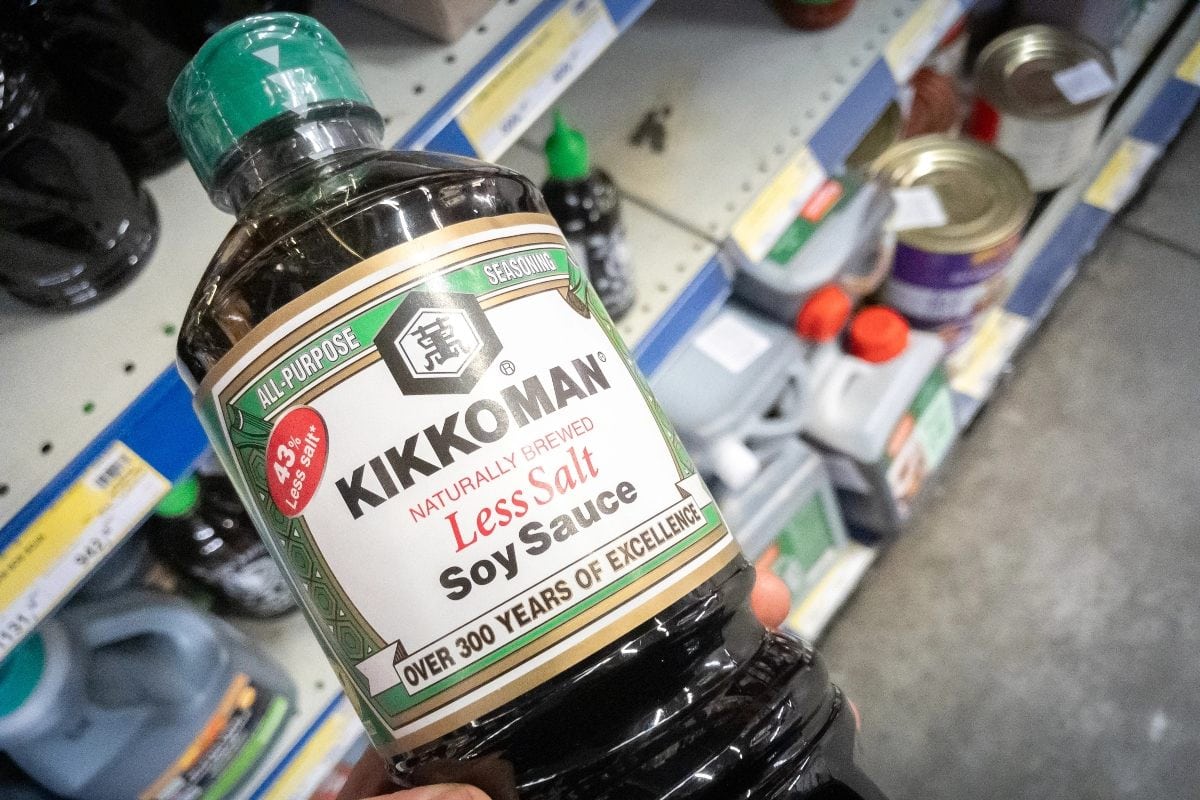 A bottle of soy sauce.