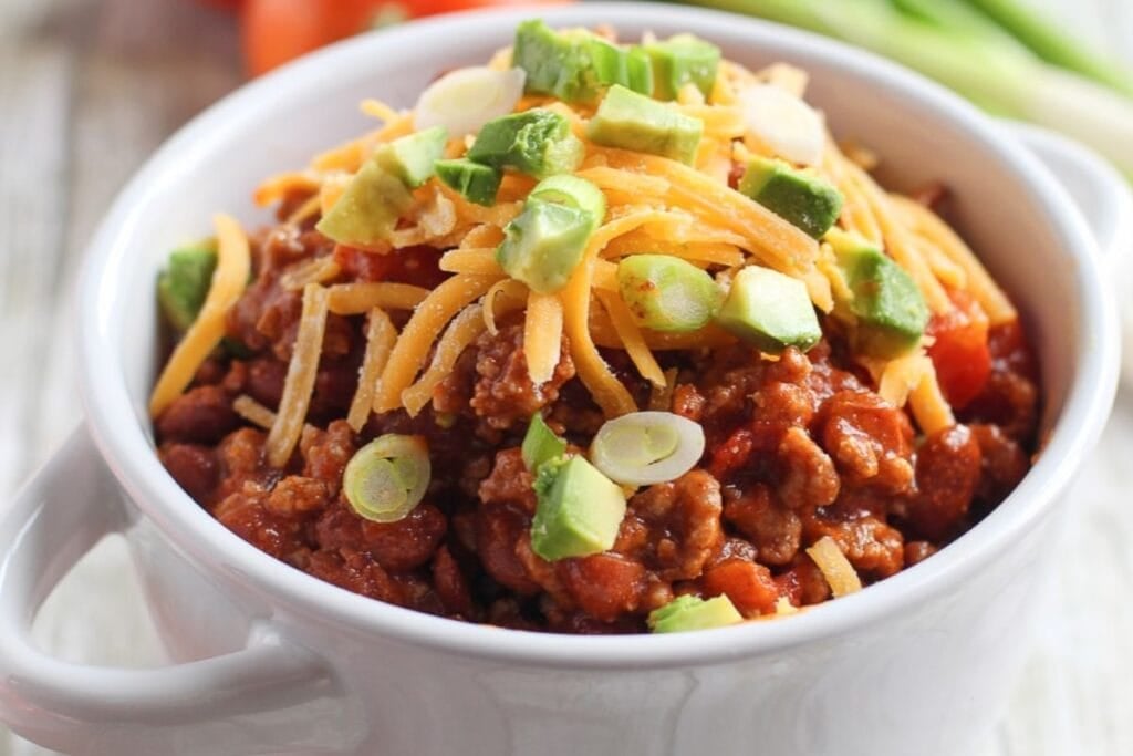 Chili in a bowl.