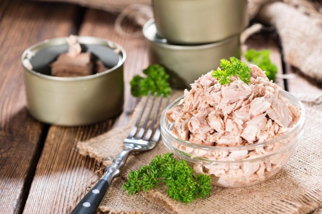Tuna in a bowl.