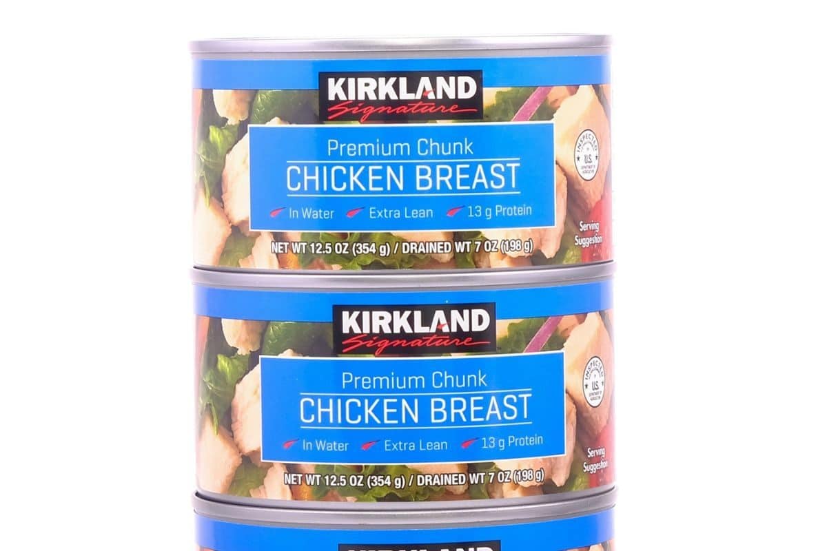 Two cans of chicken.