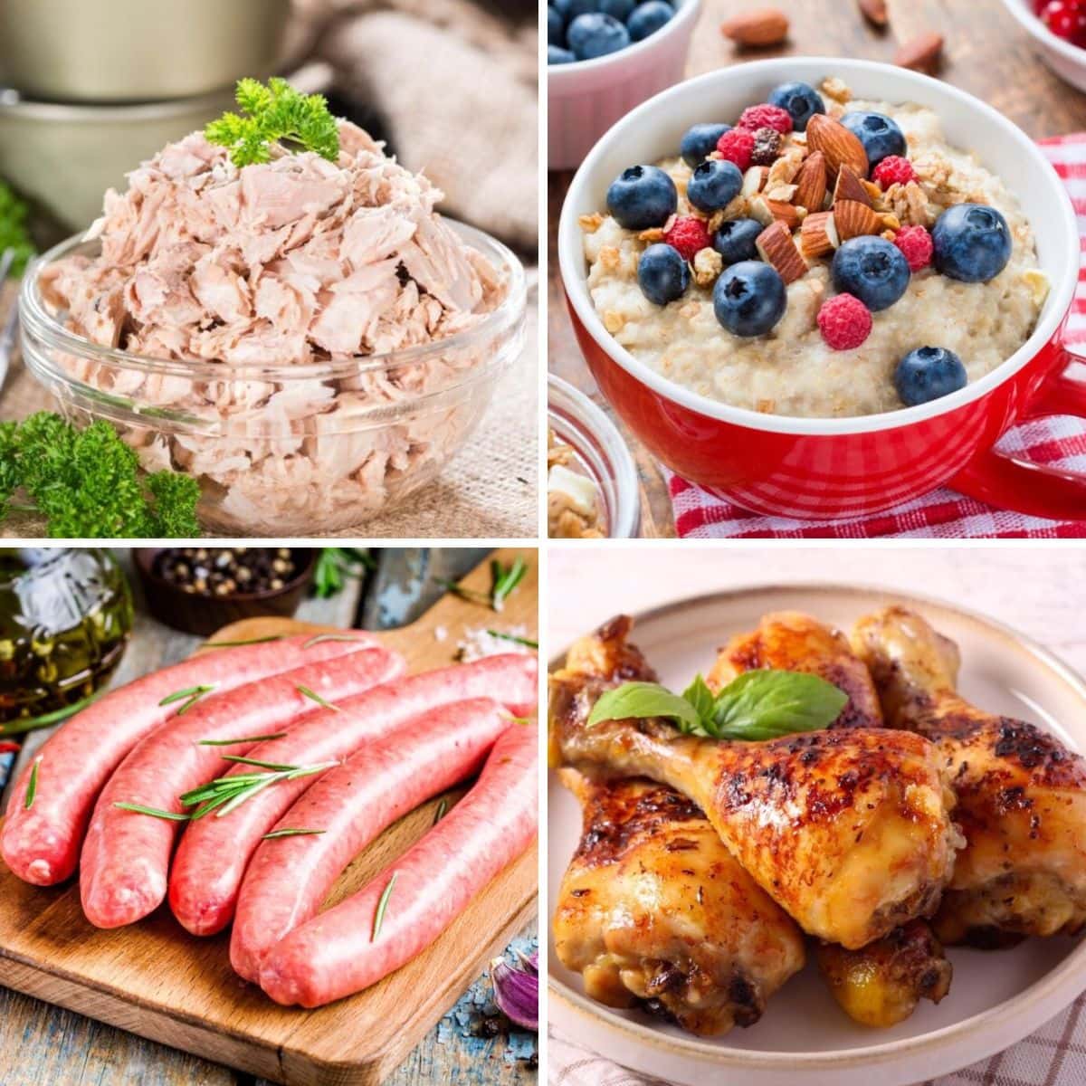 Cheap and filling foods collage.