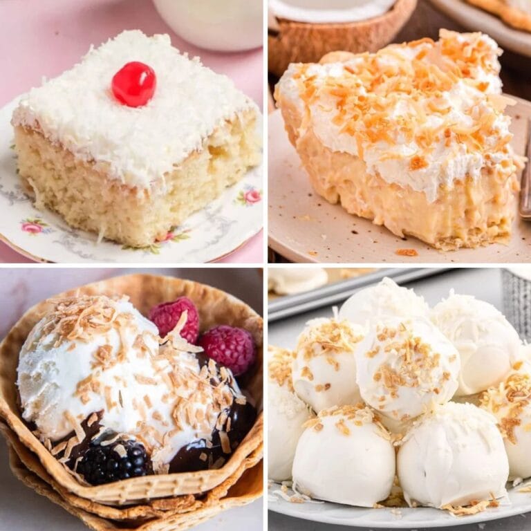 Coconut desserts collage.