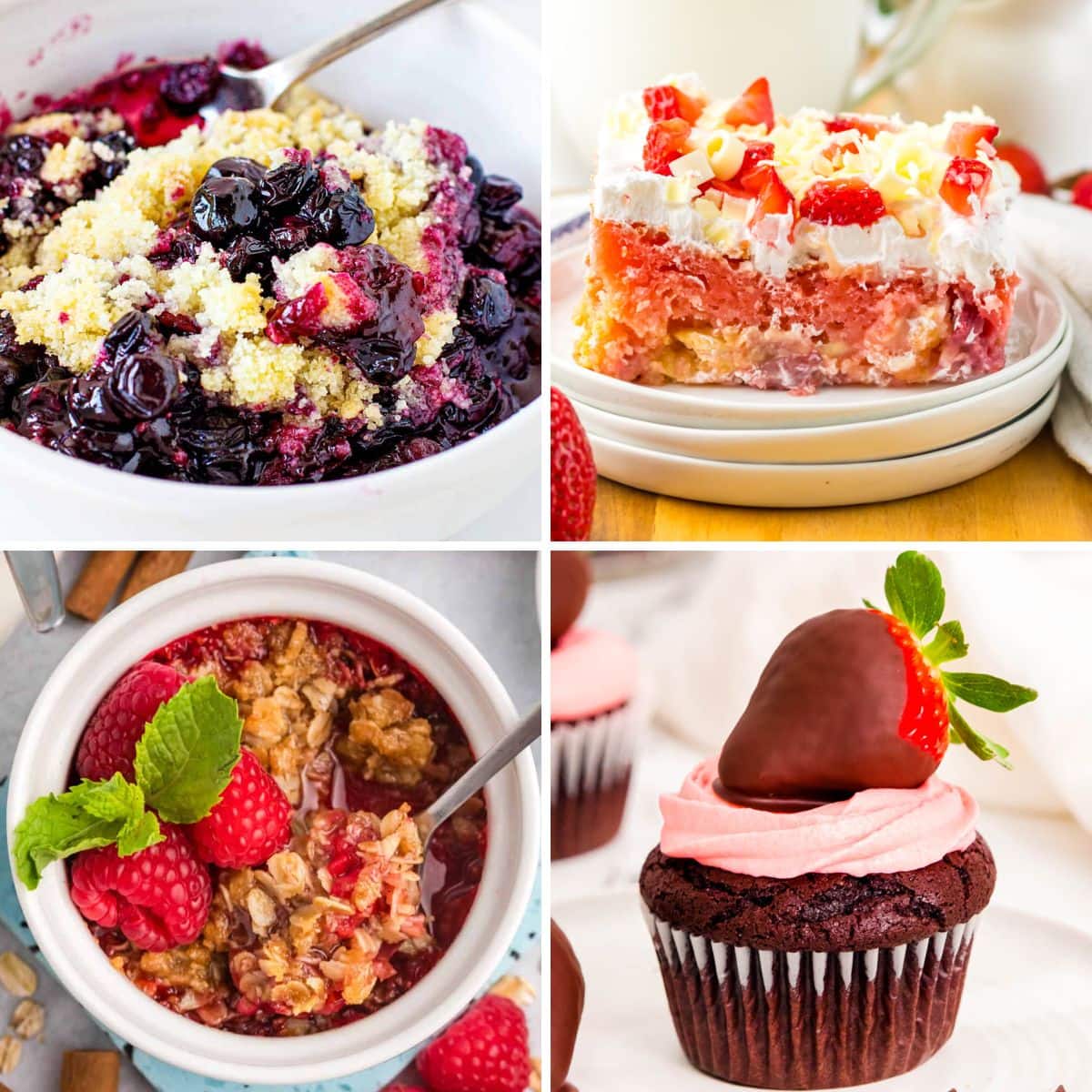 Fruity desserts collage.