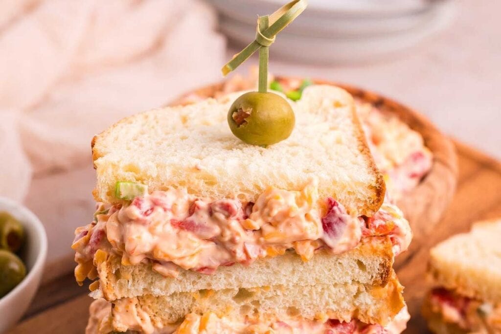 Pimiento cheese with olive.