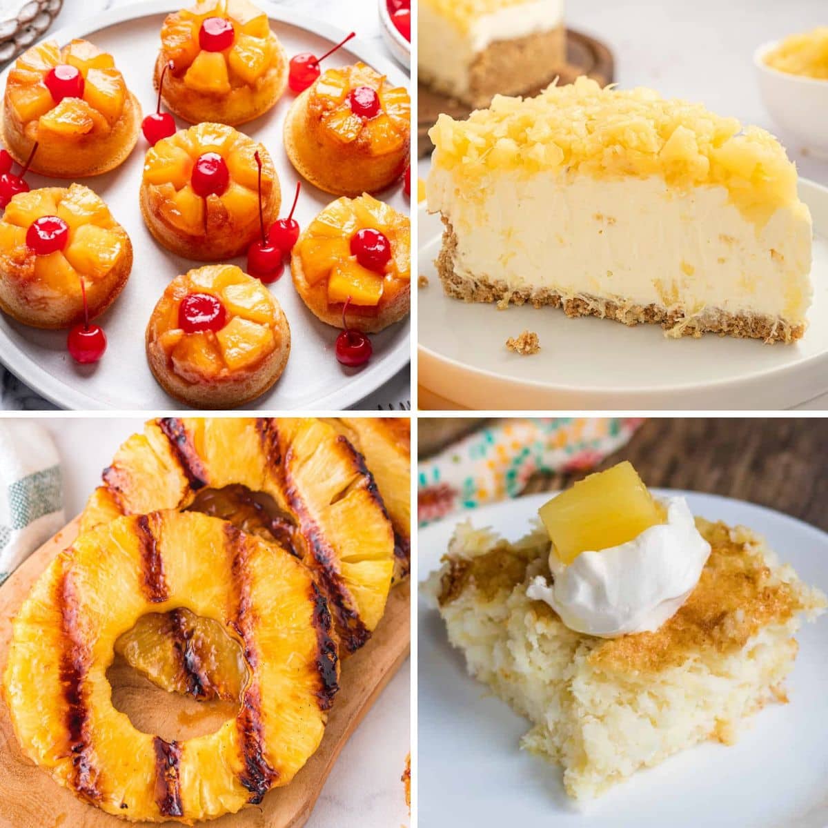 Pineapple desserts collage.