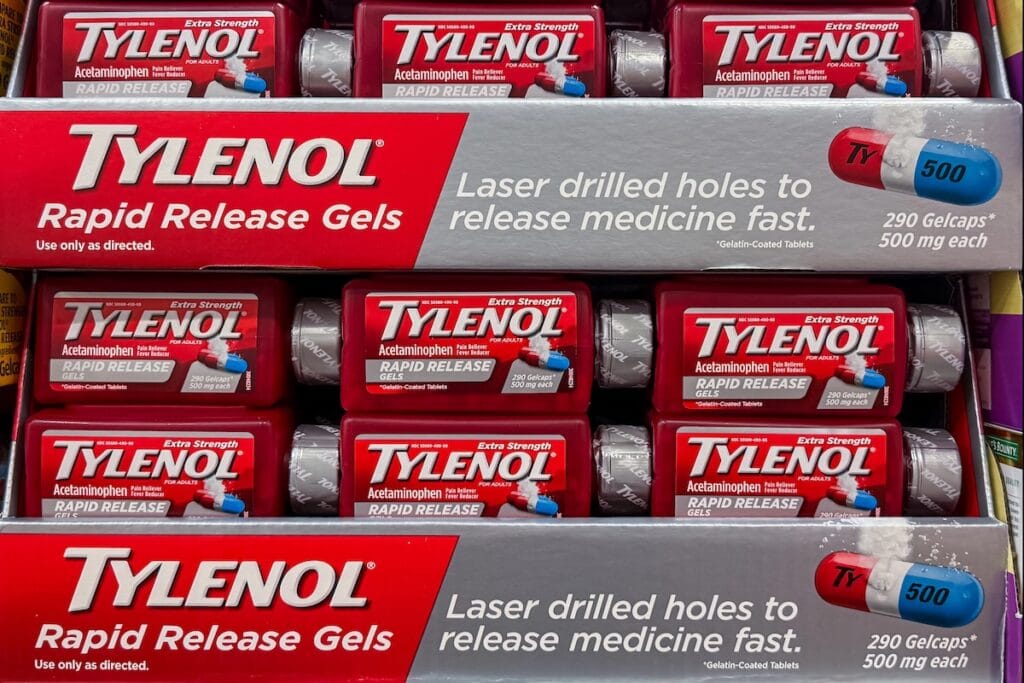 Tylenol on shelves.