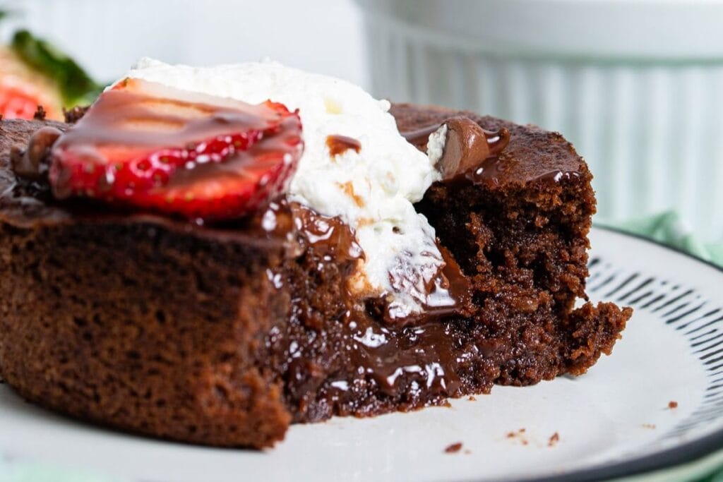 Air fryer brownies with melted ice cream.
