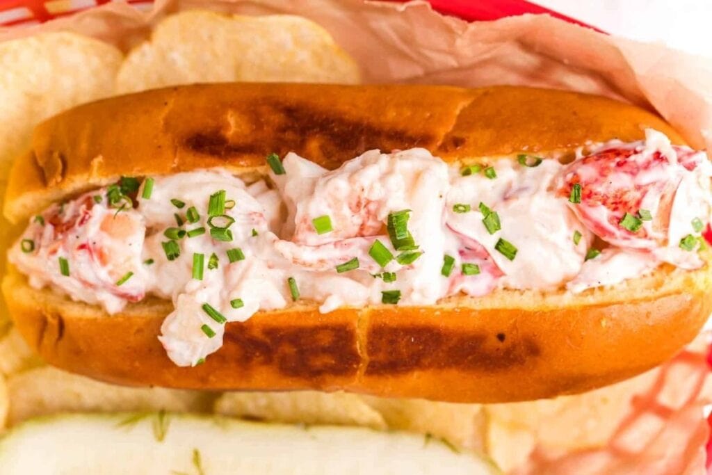 Lobster roll in a bun.