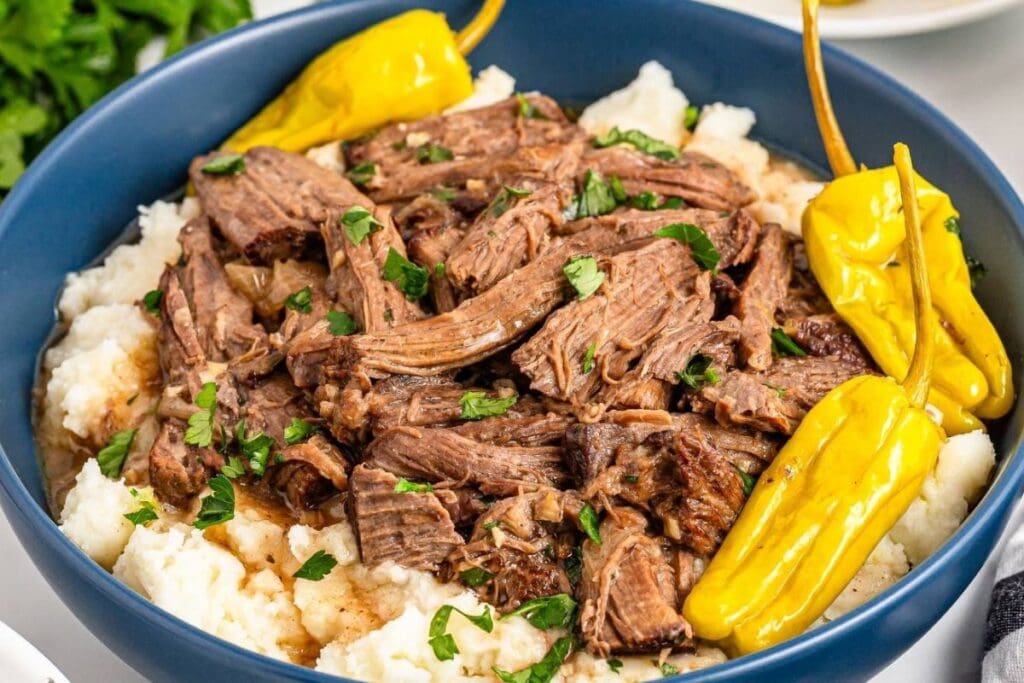A bowl of pot roast.