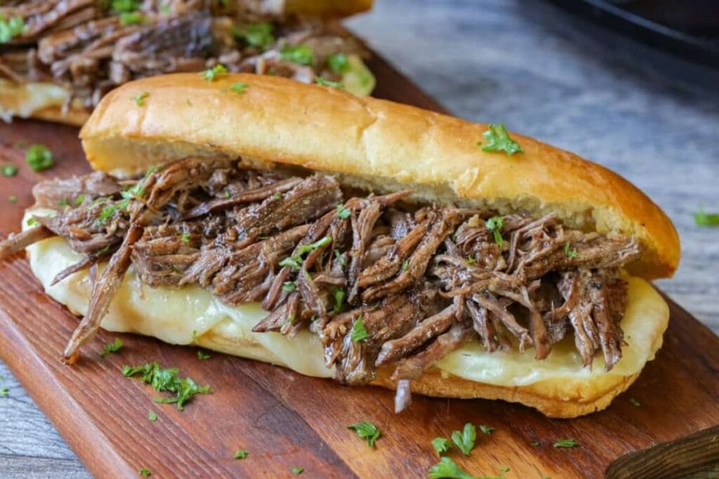 Pulled beef in a bun.