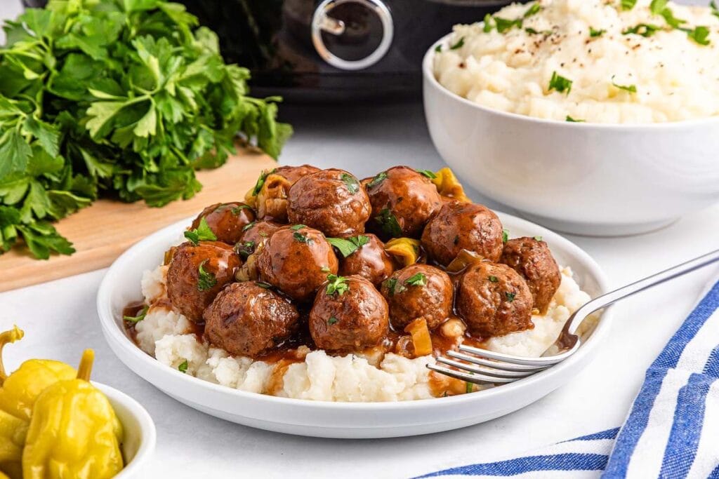 Meatballs on a plate.