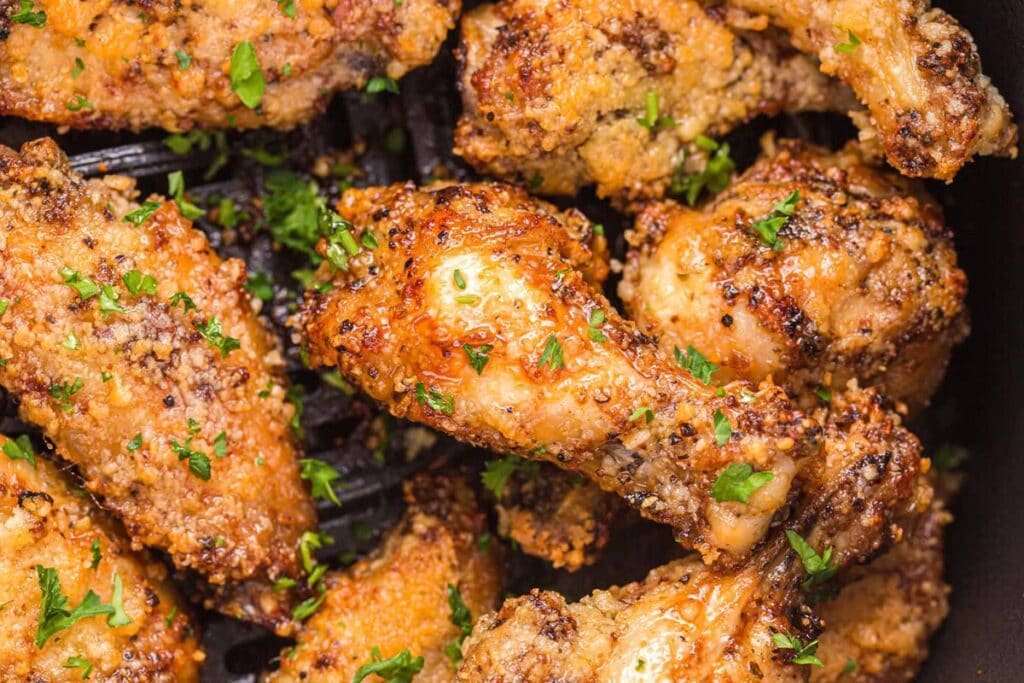 Chicken wings close up shot.