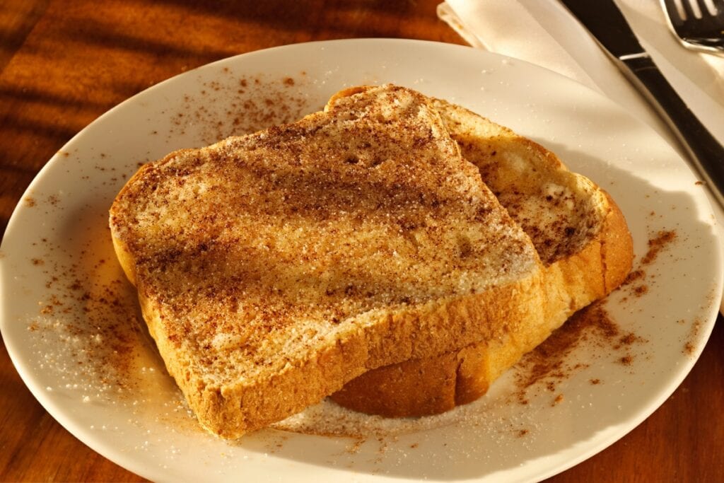 Cinnamon Sugar Toast on white plate.