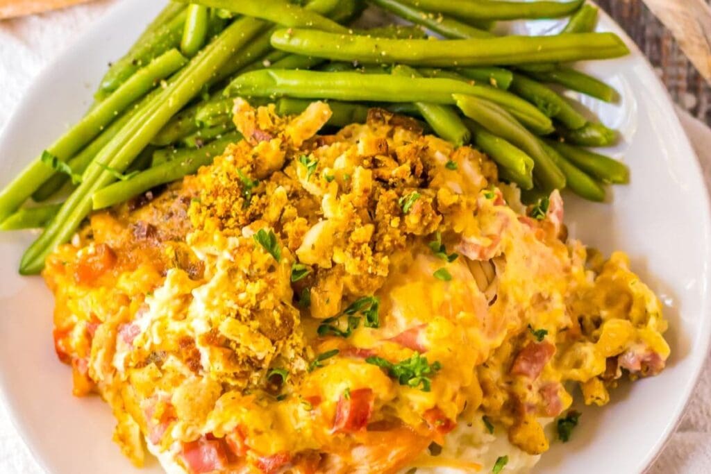 Chicken cordon bleu on a plate.