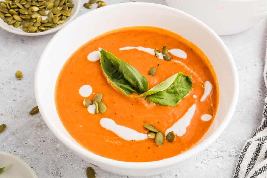 A bowl of pumpkin soup.