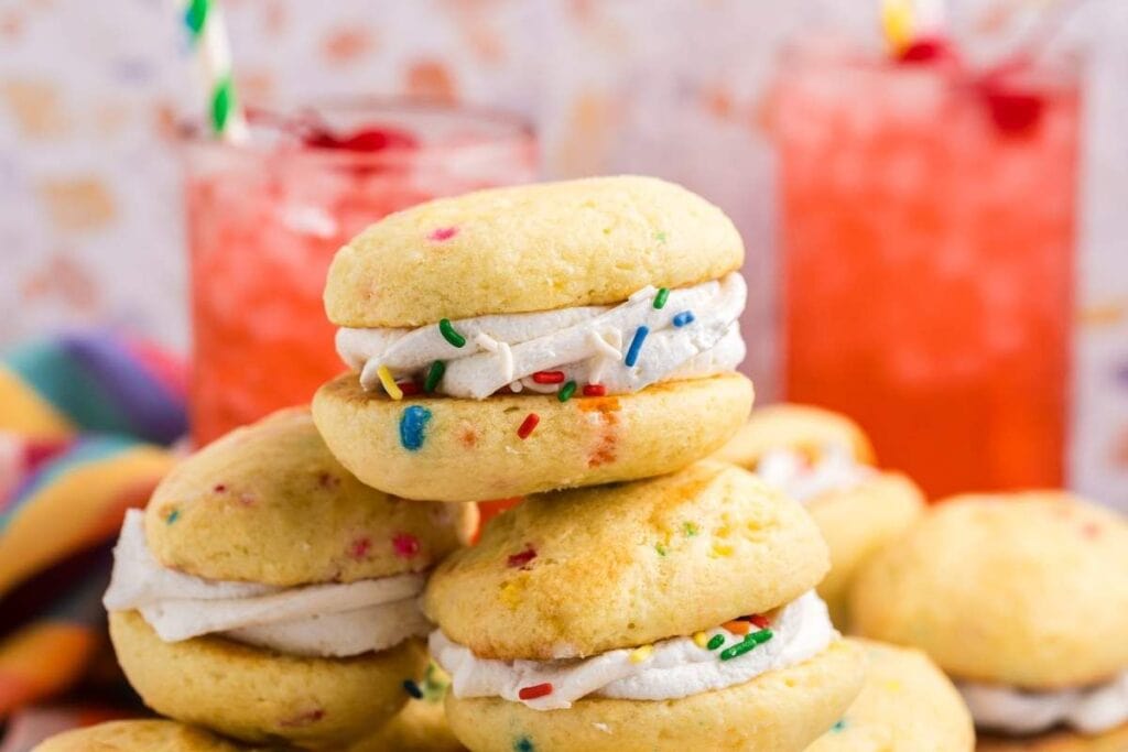 Whoopie pies with sprinkles.