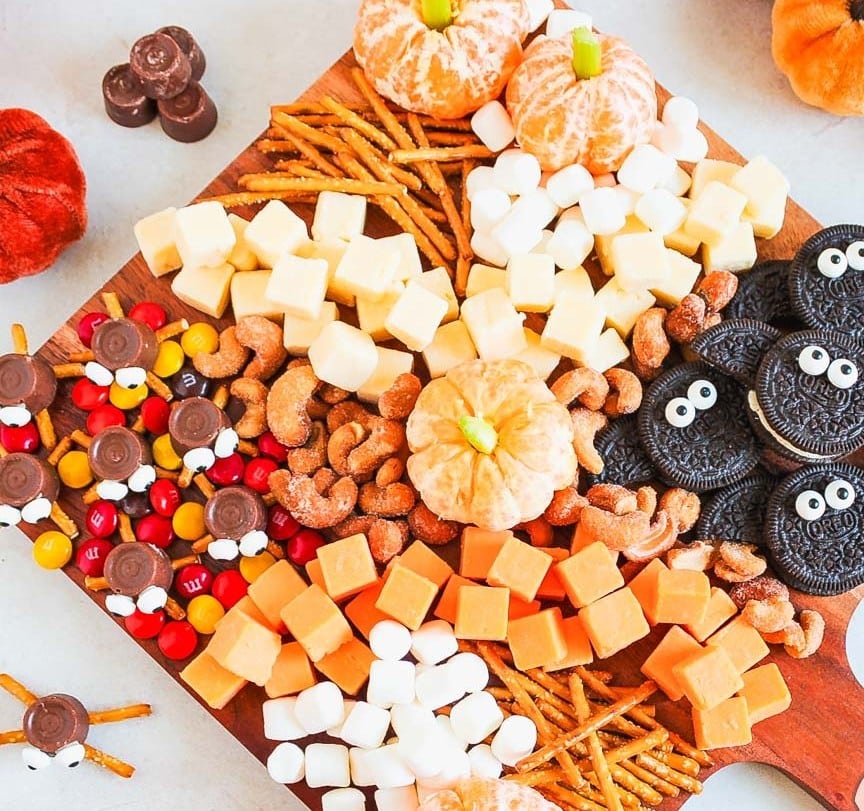 Candy charcuterie board for Halloween.