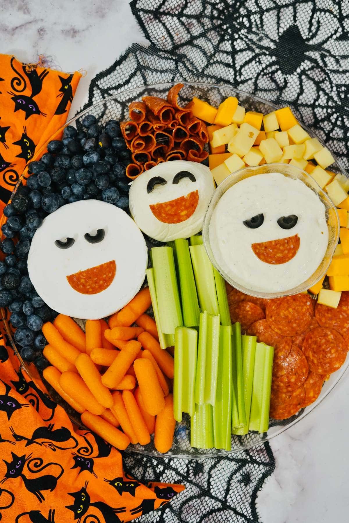 Close up shot of hocus pocus charcuterie board.