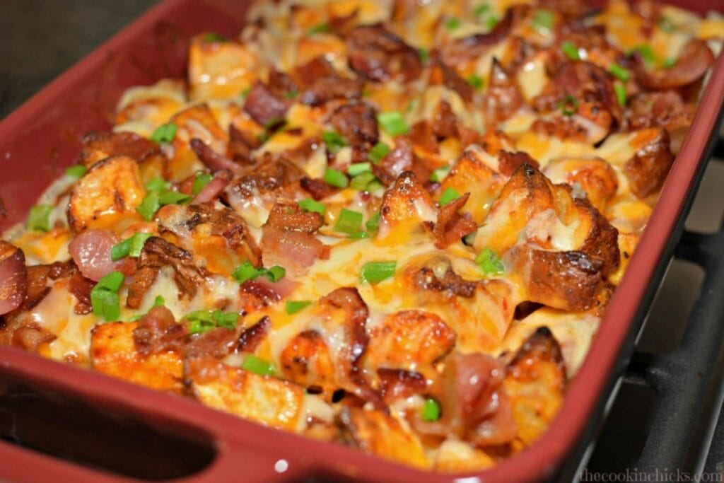 Chicken casserole with potatoes.