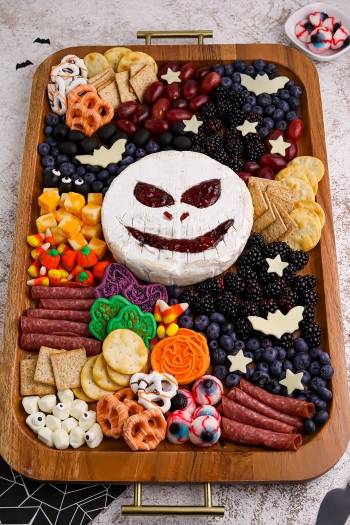 Halloween charcuterie board close up shot.