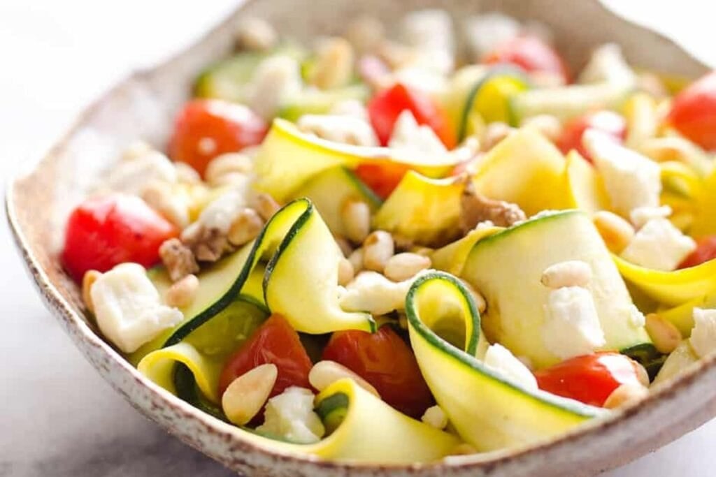 Squash zucchini salad in a bowl.