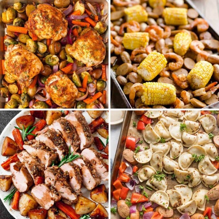Sheet pan recipes collage.