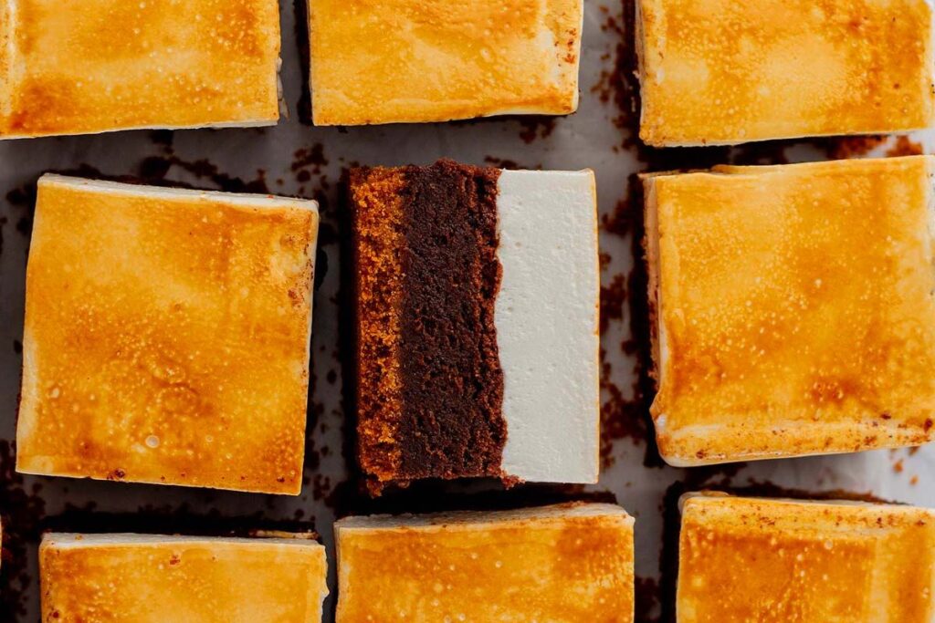 Slices of s'mores brownies.