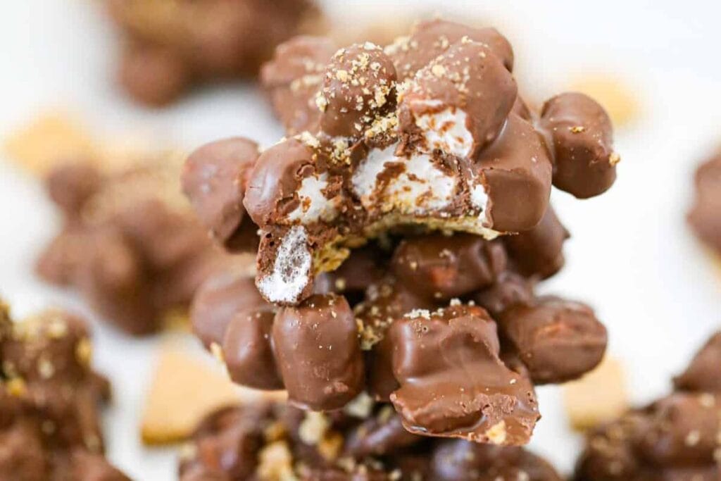 Stacks of s'mores clusters.