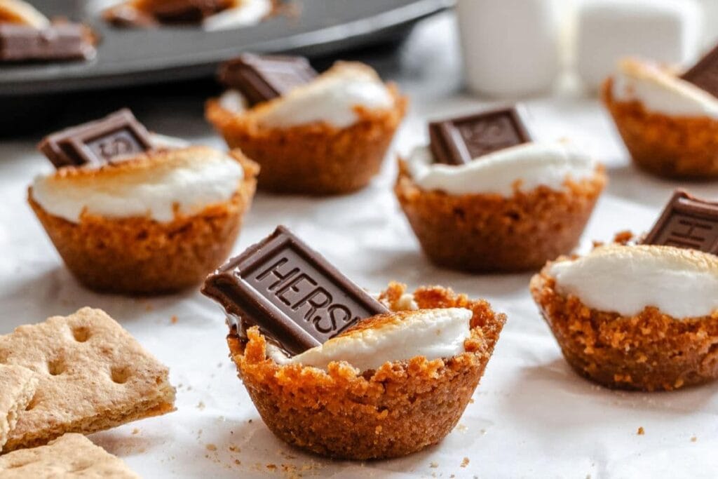 S'mores cups with hershey's chocolate bar.
