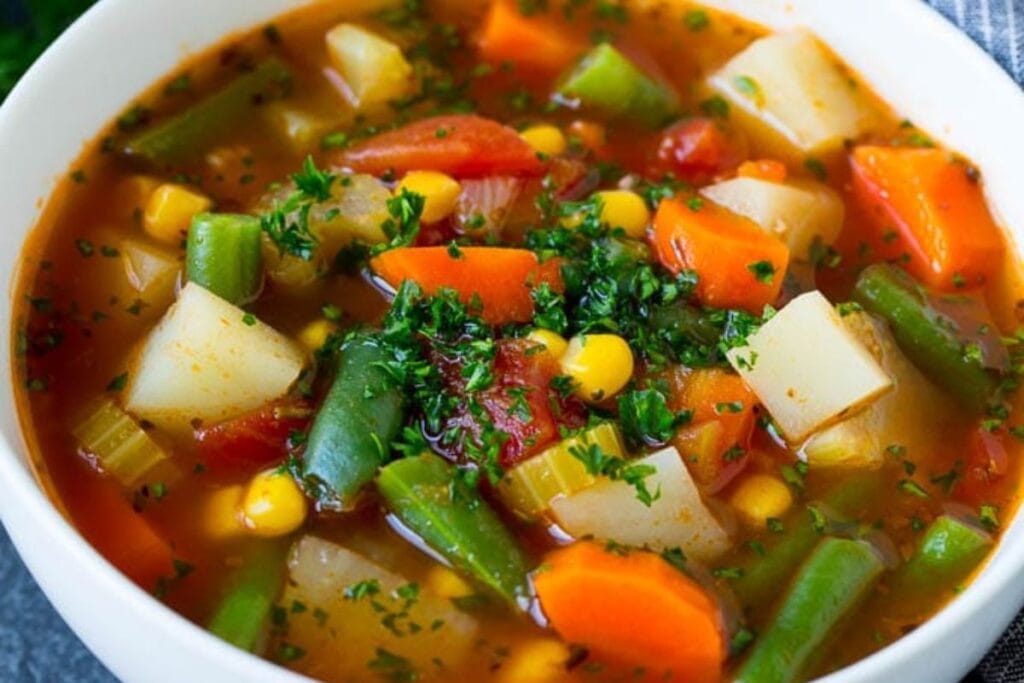 A bowl of vegetable soup.