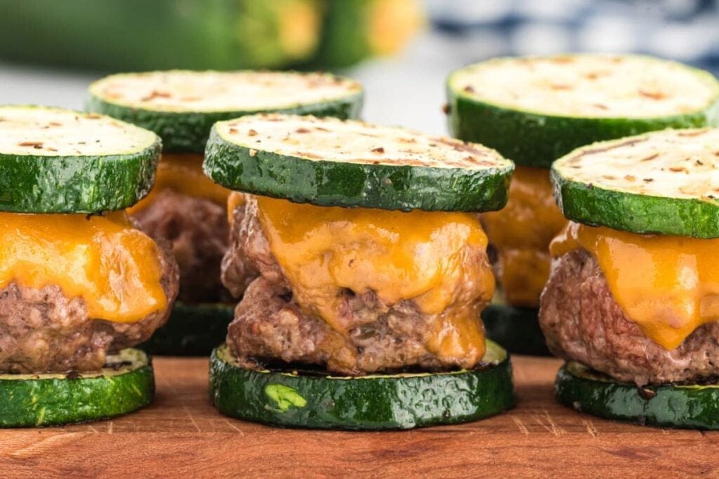 Zucchini sliders close up shot.