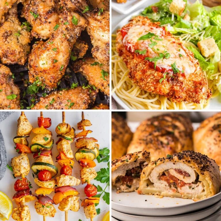 Air fryer chicken collage.