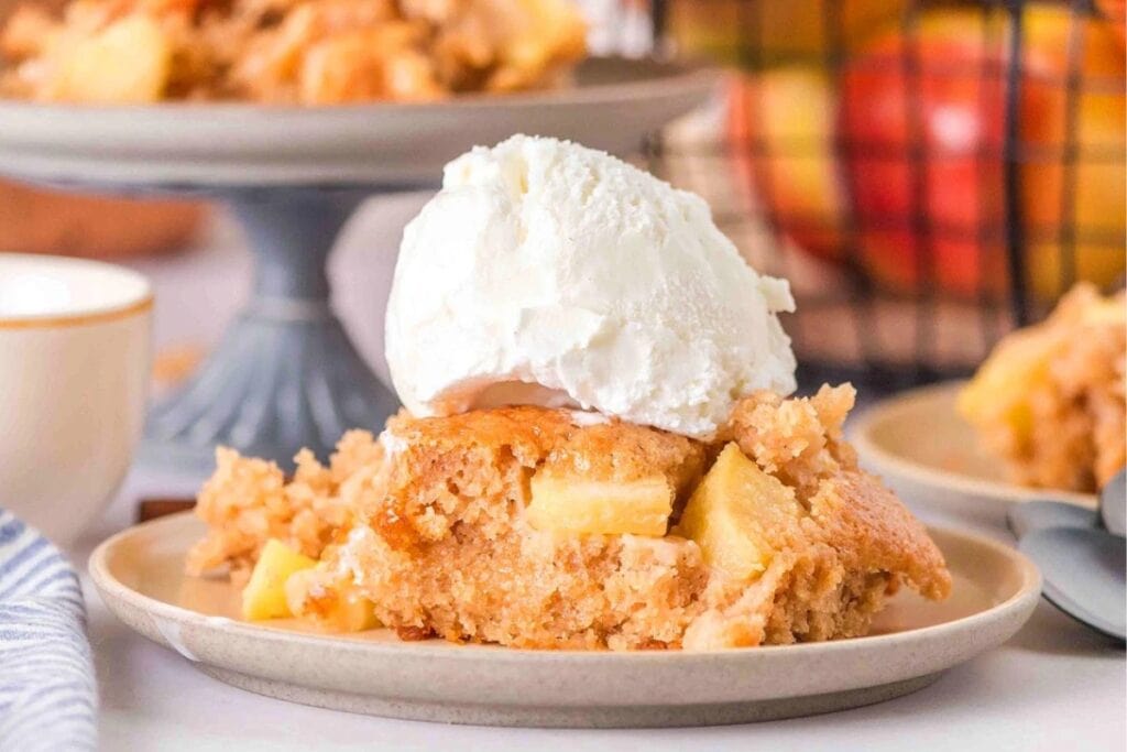 Bisquick Apple Cobbler on a plate.