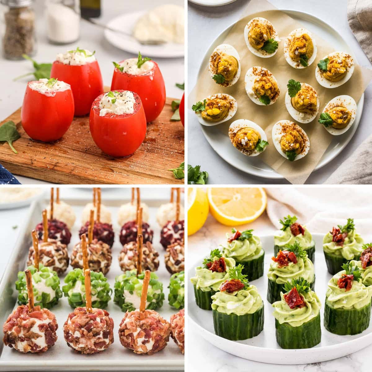 Bite sized appetizers collage