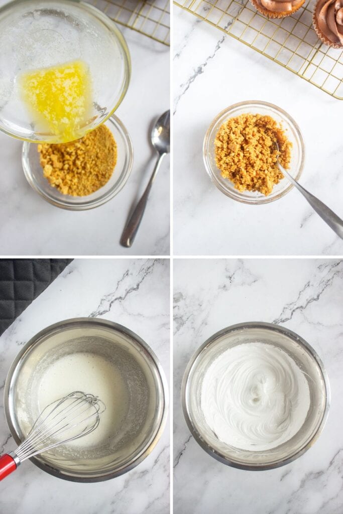 Making graham cracker topping for pumpkin s’mores cupcakes.