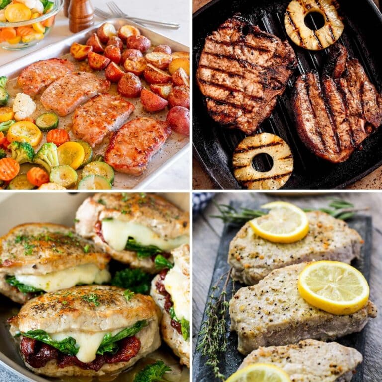 Pork chop dinners collage
