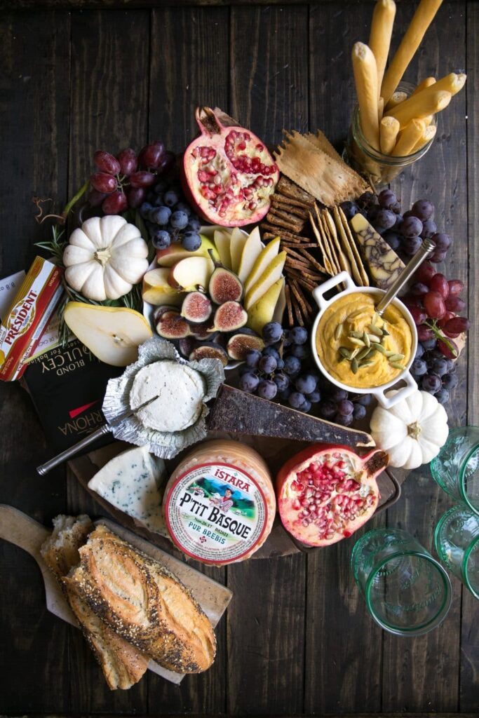 Cheese board for Fall close up shot.