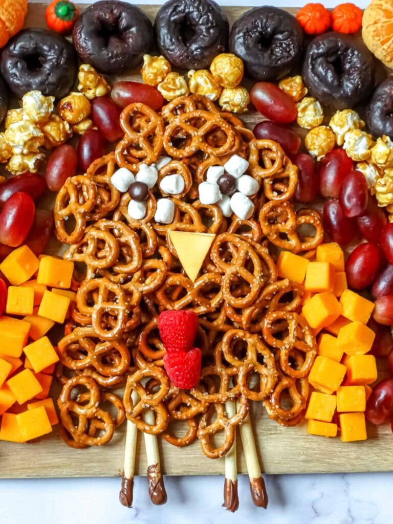 Turkey charcuterie board close up shot.