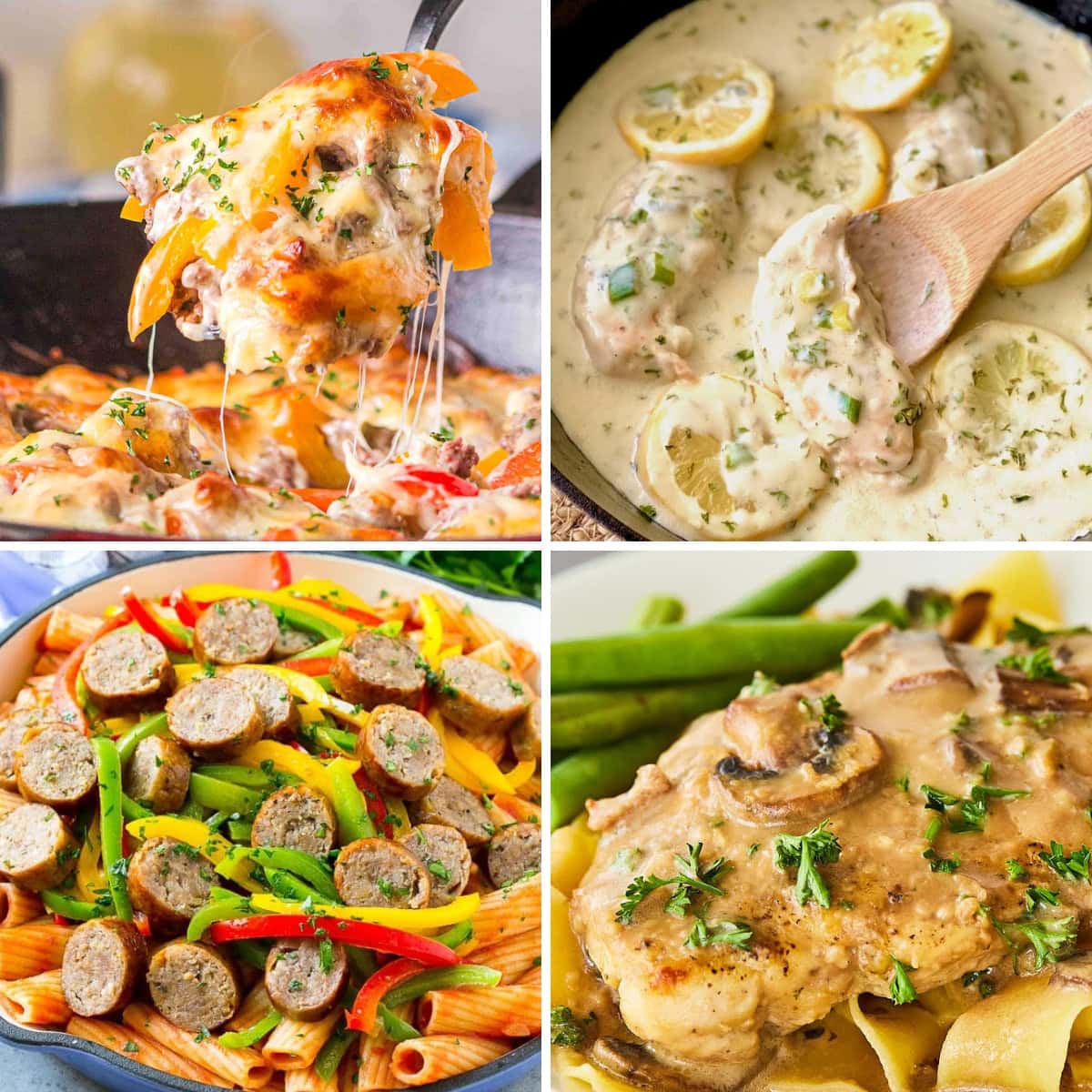 Collage of various 30-minute meals.