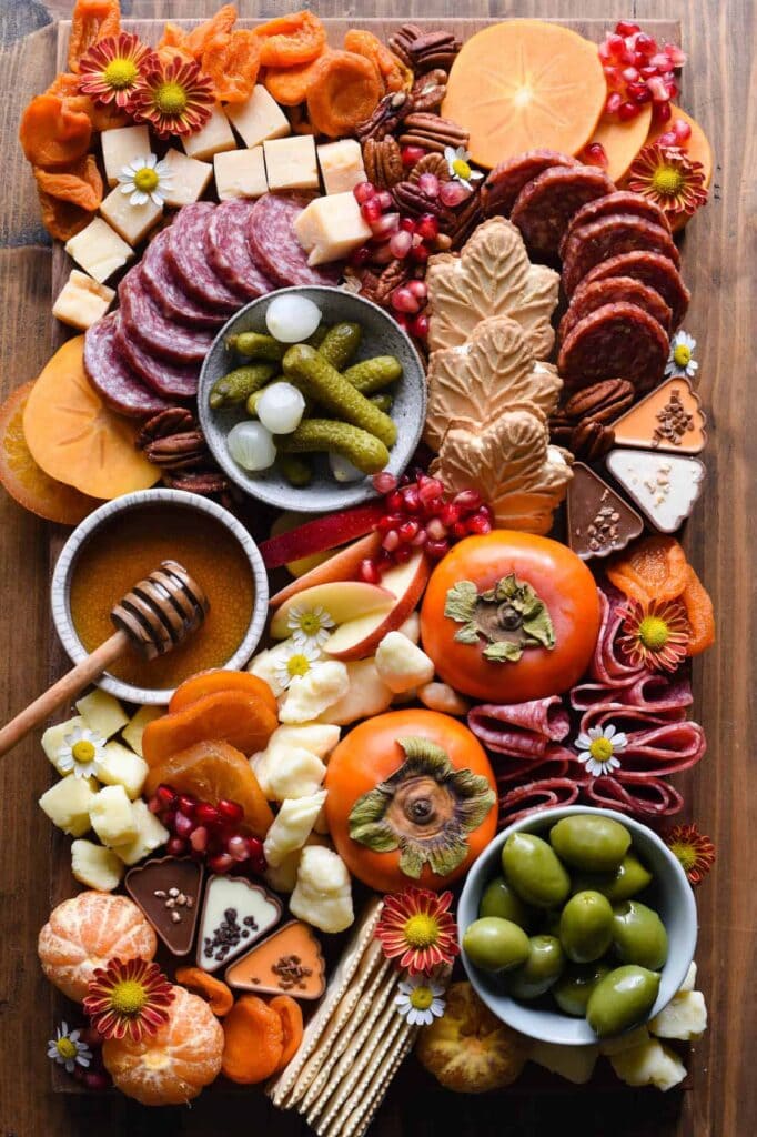 Charcuterie board top shot.