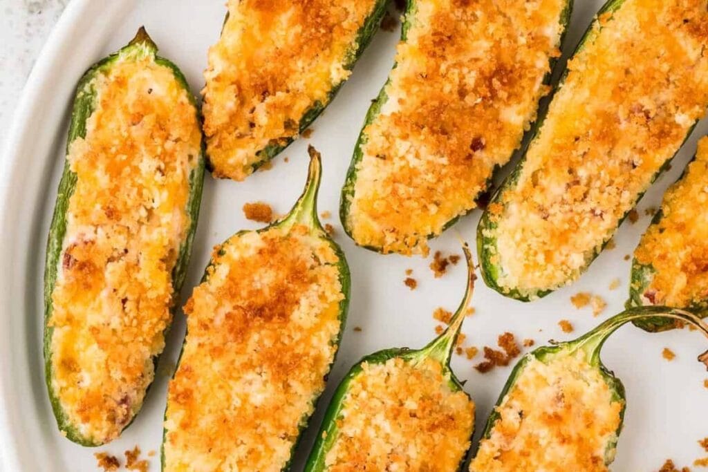 Close up shot of jalapeno poppers.