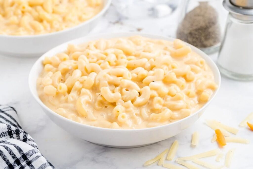Mac and cheese in a bowl.