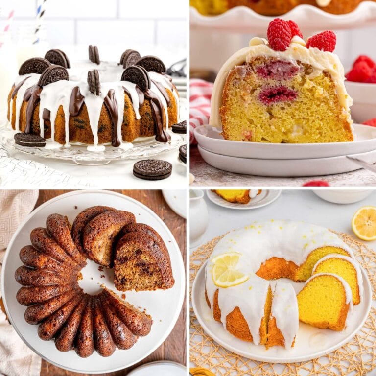 Bundt cakes collage.