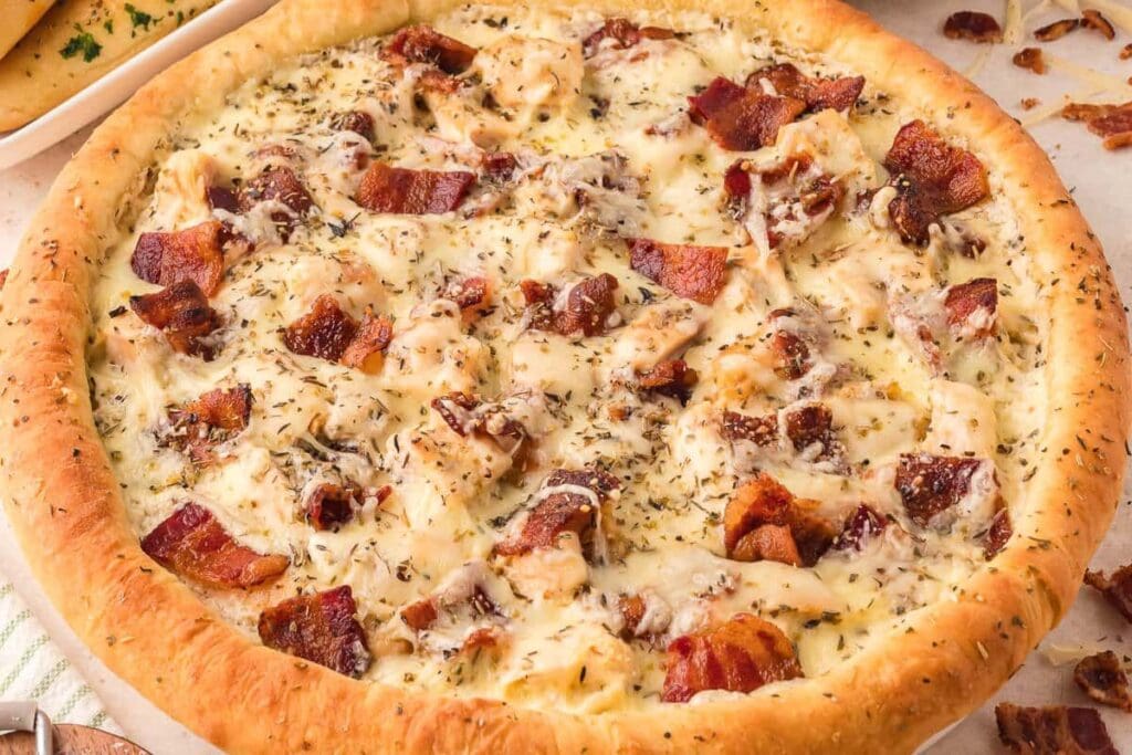 Close up shot of pizza.