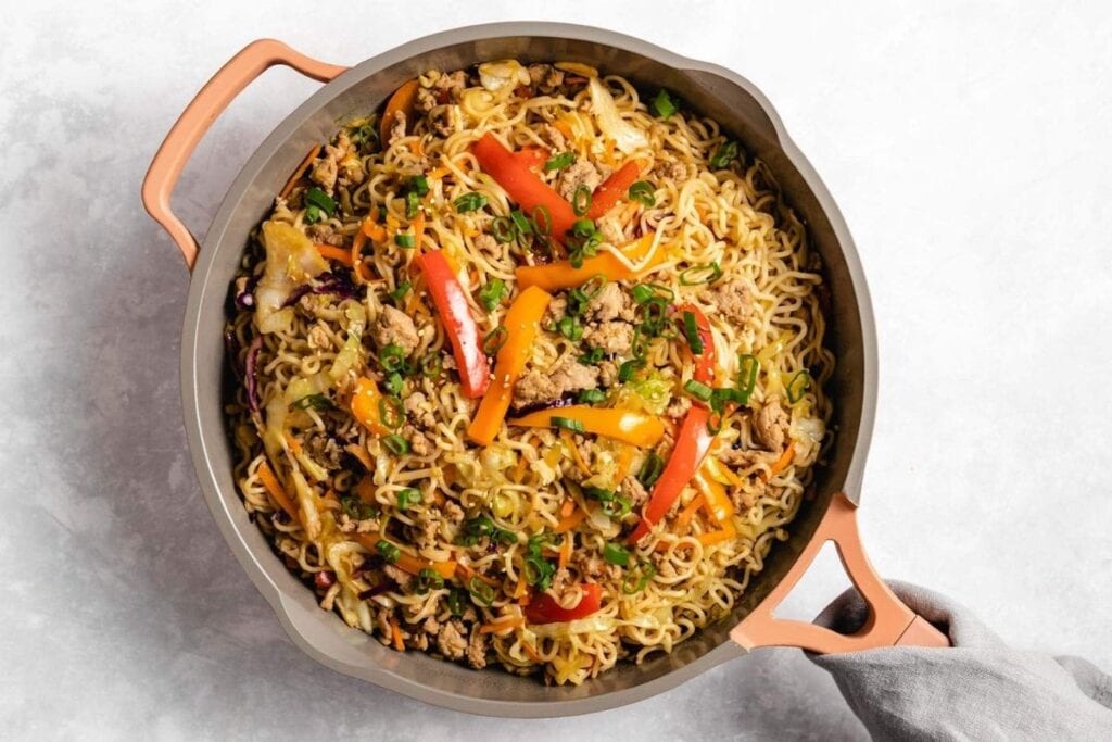 Chicken ramen stir fry.