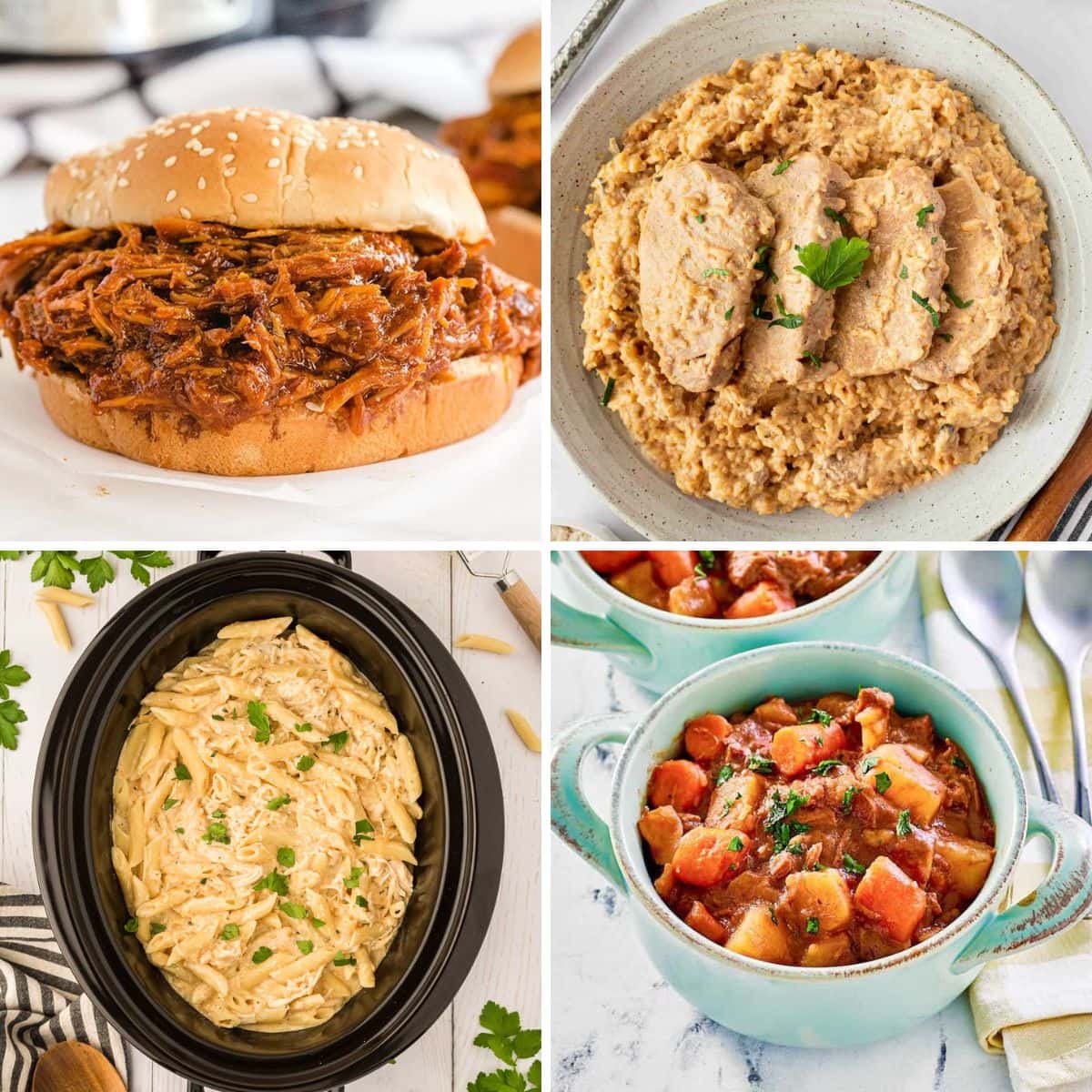Crockpot dinners collage.