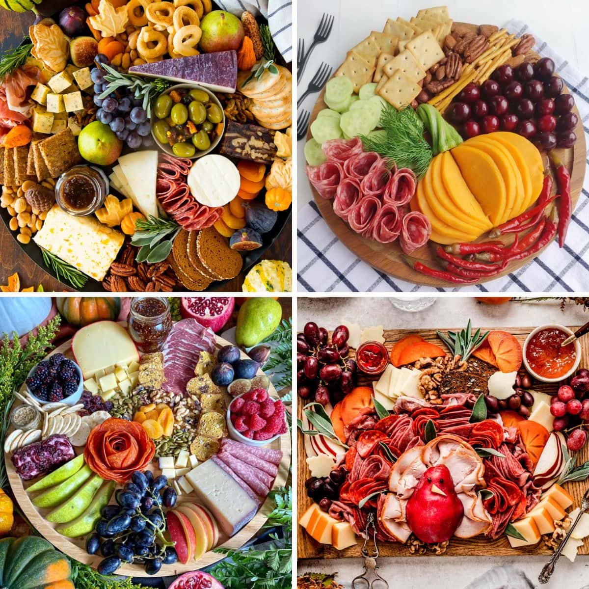 Fall charcuterie board collage.
